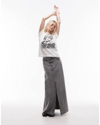 AllSaints - Noir Denim Maxi Skirt - Lyst