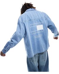 Tommy Hilfiger - Camicia giacca di jeans lavaggio chiaro - Lyst