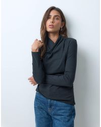 ASOS - Supersoft Drape High Neck Wrap Top - Lyst