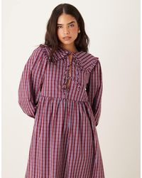 Glamorous - Tie Front Smock Midi Dress - Lyst