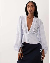Aware - Boho Balloon Sleeve Buttondown Blouse - Lyst