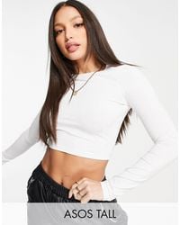 ASOS - Asos Design Tall Fitted Crop T-shirt With Long Sleeve - Lyst
