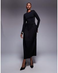 ASOS - Hybrid Long Sleeve Cocoon Skirt Midi Dress - Lyst