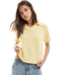ASOS - Structured Knit Polo Top With Raglan Sleeve - Lyst