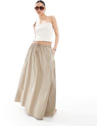 ASOS - Cotton Tie Waist A Line Midi Skirt - Lyst