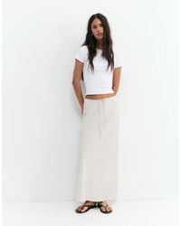 Pull&Bear - Satin Midi Skirt - Lyst