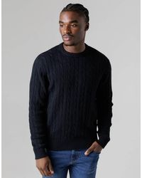 French Connection - Cotton Cable Knit Crew Neck Jumper - Lyst