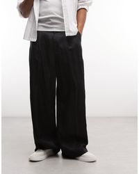 Weekday - Pantalon large ajusté en lin mélangé avec pinces sur l'avant - Lyst
