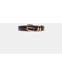 Stradivarius - Basic Shimmery Leather Effect Belt - Lyst
