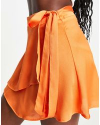 Stradivarius - Satin Wrap Mini Skirt - Lyst