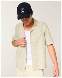 Hollister - Boxy Short-Sleeve Textured Button-Through Shirt - Lyst