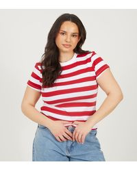 Brave Soul - Curve Stripe Crew Neck T-Shirt - Lyst