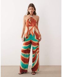 River Island - Swirl Print Beach Trousers - Lyst