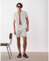South Beach - Striped Linen Look Beach Shorts - Lyst
