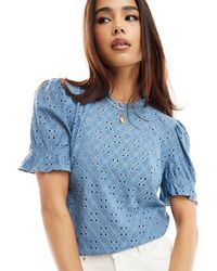 Vila - Broderie Jersey T-shirt - Lyst