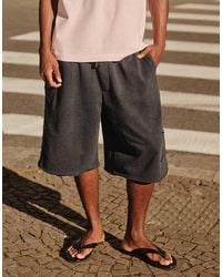 Bershka - Washed Fleece Bermuda Shorts With Patch - Lyst