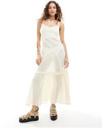 Collusion - Beach Maxi Linen Beach Dress With Seams - Lyst