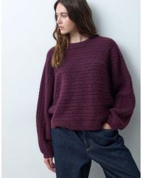 ASOS - Crew Neck Batwing Horizontal Cable Jumper - Lyst