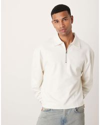 ASOS - Boxy Oversized Quarter Zip With Collar - Lyst