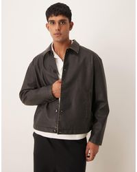 ASOS - Faux Leather Boxy Harrington Jacket - Lyst