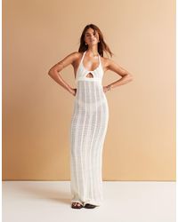 Aria Cove - Crochet Knitted Halterneck Cut Out Maxi Beach Dress - Lyst