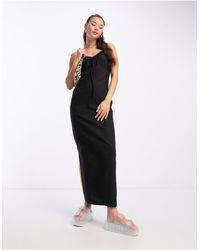 Daisy Street - Linen Look Cami Maxi Dress With Tie Front - Lyst