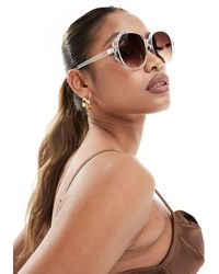 ALDO - Nami - occhiali da sole oversize rotondi trasparenti con lenti marroni - Lyst