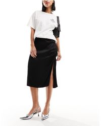 Hollister - Satin Midi Skirt With Side Cinch - Lyst