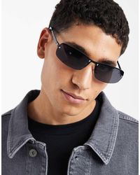 ASOS - Rectangle Metal Sunglasses - Lyst