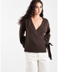 Pieces - Tie Side Knitted Jumper - Lyst