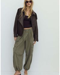 Stradivarius - Oversize Faux Leather Biker Jacket - Lyst