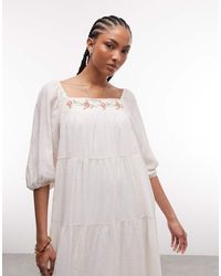 Daisy Street - Chuck On Smock Dress With Embroidery Floral - Lyst