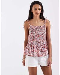 Levi's - Top Fruncido Con Estampado Floral Y Lazadas En Los Hombros De - Lyst