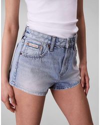 Calvin Klein - Denim Hot Pants - Lyst