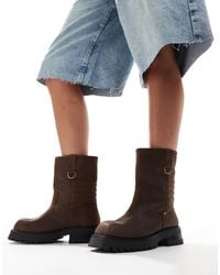 Bronx - Quinn - bottines style motard en nubuck ciré - grain - Lyst
