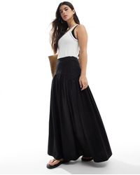 ASOS - Gonna Lunga Con Vita Scesa Nera - Lyst