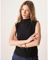 ASOS - Camiseta Negra Sin Mangas De Corte Suelto Con Cuello Subido De Tejido Muy Suave De - Lyst