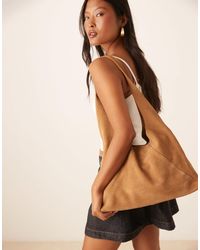 Mango - – weiche schultertasche aus wildleder - Lyst