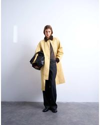 TOPSHOP - Contrast Collar Longline Shacket - Lyst