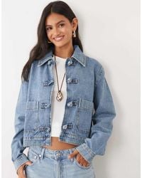 Mango - 100% Cotton Denim Jacket With Button Detail - Lyst