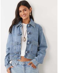 Mango - Denim Jack Van 100% Katoen Met Knoopdetail - Lyst
