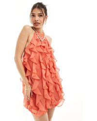 Pretty Lavish - Halter Ruffle Mini Dress - Lyst