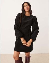 Nobody's Child - peggy Balloon Sleeve Corduroy Mini Dress - Lyst