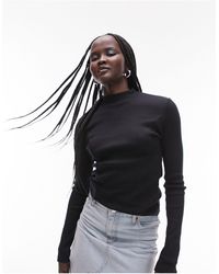 TOPSHOP - Long Sleeve Funnel Neck Top - Lyst