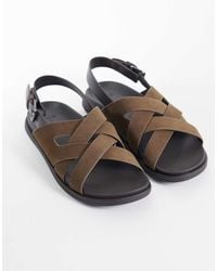 Mango - Real Leather Cross Strap Sandal - Lyst