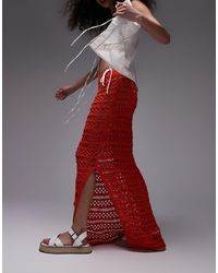 TOPSHOP - Knitted Crochet Stitch Maxi Skirt - Lyst