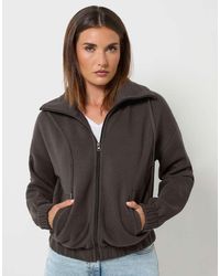 Long Tall Sally - Funnel Neck Zip Through Sweatshirt - Lyst