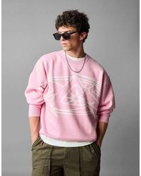 Bershka - Printed Round Neck Jumper - Lyst