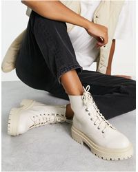 New Look - Wide Fit Flat Chunky Lace Up Boot - Lyst