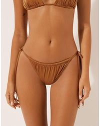 Calzedonia - Shiny Satin Thong Bikini Bottom - Lyst